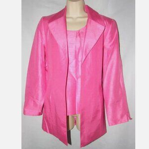 LIKE NEW Bright Pink Sz 6 Sleeveless Top & Matching Open Jacket 2 Pc Set